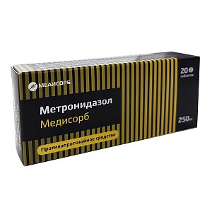 Метронидазол Медисорб таблетки 250 мг 20 шт.