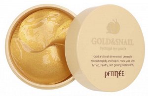 Petitfee Патчи гидрогелевые для кожи вокруг глаз Золото и Улитки экстракт Gold & Snail Eye Patch 60 шт.