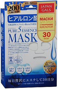 Japan Gals Маска Pure 5 essential с гиалуроновой кислотой 30 шт.