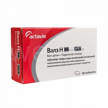 Валз Н Таблетки Покрытые Пленочной Оболочкой 80 Мг+12,5 Мг 98 Шт.