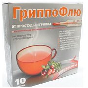 Гриппофлю порошок для приготовления раствора для приема внутрь 13 г пакетики 10 шт. клюква Гриппофлю