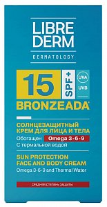 Либридерм Bronzeada Крем солнцезащит. Омега 3-6-9 с термальной водой SPF15 150мл