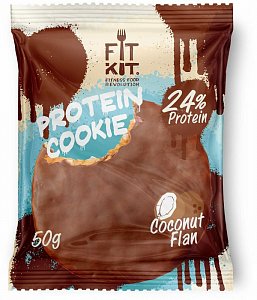 Протеиновое шоколадное печенье 50г кокосовый флан FIT KIT