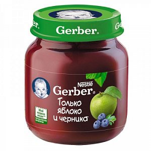 Gerber Пюре Яблоко и черника с 5 мес. 130 г