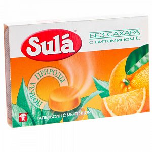 Леденцы Зула (Sula) апельсин-ментол 18г