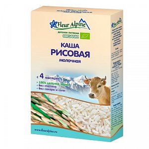Fleur Alpine Каша молочная рисовая Organic 4 мес. 200 г