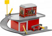 Технопарк 2201B-R Гараж-паркинг Пожарная часть с металлической машинкой 7,5 см