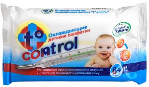 Страна Здравландия Охлаждающие (жаропонижающие) детские салфетки T-control 15 шт.