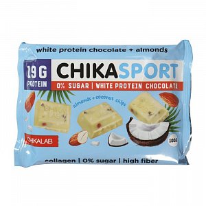 Протеиновый шоколад 100г Chika Sport белый шоколад с миндалем и кокосом Chikalab