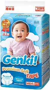 Genki Подгузники Premium Soft M (6-11 кг) 64 шт.