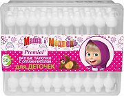 Premial Ватные палочки Маша и медведь с ограничителем 50 шт