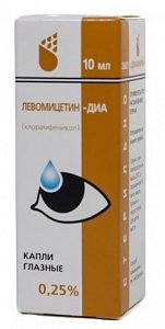 Левомицетин-ДИА капли глазные 0,25% флакон-капельница 10 мл