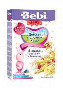 Bebi Premium Каша молочная 4 злака с вишней и бананом с 12 мес. 200 г