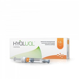 Hyalual Имплантат инъекционный 1.8% шприц 1 мл 1 шт.