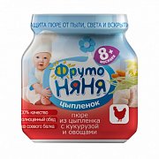 ФрутоНяня Пюре Цыпленок с кукурузой и овощами с 8 мес. 100 г ФрутоНяня Пюре Цыпленок с кукурузой и овощами с 8 мес. 100 г