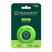 PresiDENT Зубная нить Флосс Classic мята с фтором вощеная 12 м