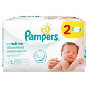 Pampers Салфетки Влажные Sensitive 2x56 шт. сменный блок