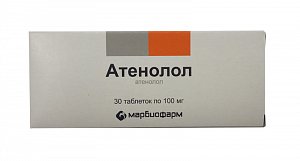 Атенолол таблетки 100 мг 30 шт. Марбиофарм