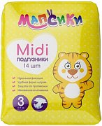 Подгузники детские Мапсики р.midi 4-9кг 14 шт