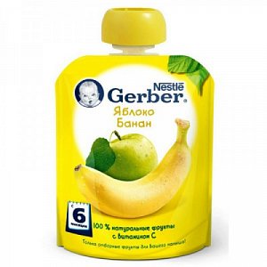 Gerber Пюре Яблоко и банан с 6 мес. 90 г