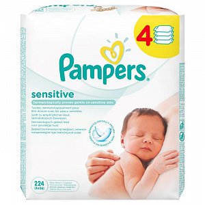 Pampers Салфетки Влажные Sensitive 4x56 шт. сменный блок