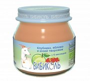 Бибиколь Пюре клубника, яблоко и козий творожок с 6 месяцев 80 г