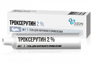 Троксерутин гель для наружного применения 2% туба 40 г Озон Троксерутин гель для наружного применения 2% туба 40 г Озон