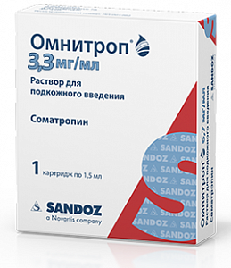 Омнитроп раствор для подкожного введения 3,3 мг/мл 1,5 мл (5 мг) картридж 1 шт.