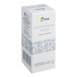 Ипратропиум-натив раствор для ингаляций 0,25 мг/мл флакон 20 мл Натива