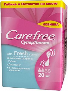 Carefree Fresh scent Салфетки ежедневные супертонкие 20 шт.