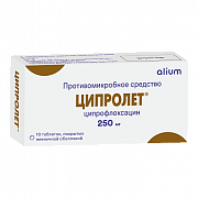 Ципролет таблетки покрытые пленочной оболочкой 250 мг 10 шт. Ципролет таблетки покрытые пленочной оболочкой 250 мг 10 шт.