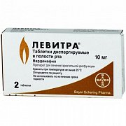 Левитра таблетки диспергируемые в полости рта 10 мг 2 шт. Левитра