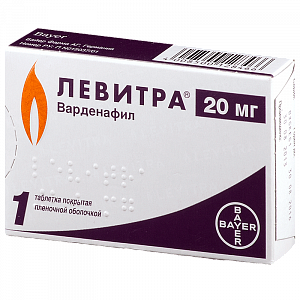Левитра таблетки покрытые пленочной оболочкой 20 мг 1 шт.