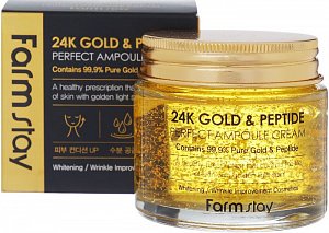 FarmStay Крем для лица восстановление и регенерация с золотом и пептидами 80мл 24K Gold&Peptide