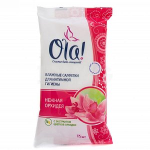 Ola Салфетки влажные для интимной гигиены Орхидея 15 шт.