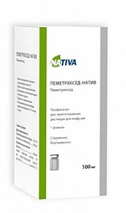 Пеметрексед-Натив лиофилизат для приготовления раствора для инфузий 100 мг флакон 1 шт.