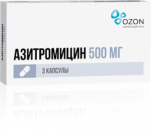 Азитромицин таблетки покрытые пленочной оболочкой 500 мг 3 шт. Озон