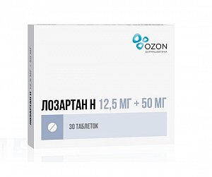 Лозартан Н таблетки покрытые пленочной оболочкой 12,5 мг+50 мг 30 шт.