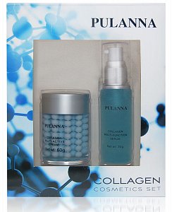 Pulanna Collagen Набор Крем мультиактивный с коллагеном 60 г + Сыворотка с коллагеном 30 г