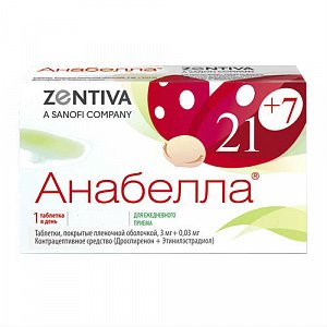 Анабелла таблетки покрытые пленочной оболочкой 3 мг+0,03 мг 84 шт.