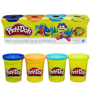 Play-Doh b5517/6509 набор пластилина 4 банки (салатовый,голубой,оранжевый,синий)