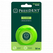 PresiDENT Зубная нить Флосс Classic мята с фтором вощеная 50 м