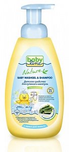 Babyline Nature Средство для купания и шампунь с морскими водорослями 500 мл с дозатором