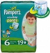Pampers Подгузники-трусики для мальчиков Active Boy Extra Large 16+ кг 19 шт.