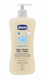 Chicco Baby moments Шампунь для тела и волос с овсом 500 мл 0м+