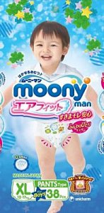 Moony Man Подгузники-трусики XL 12-17 кг 38 шт. для мальчиков