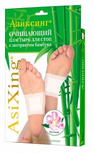 AsiXing Пластырь очищающий для стоп с экстрактом бамбука 5 шт.