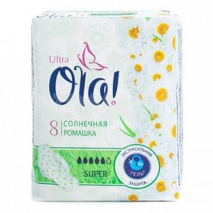 Ola Прокладки Ultra Super солнечная ромашка 8 шт.