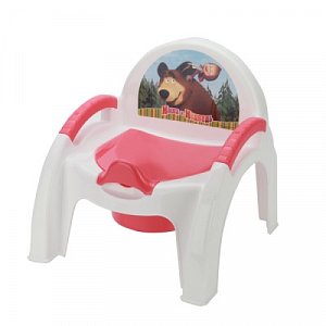 Пластишка Горшок-стульчик с аппликацией Маша и Медведь 431379905 розовый