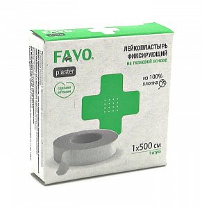 Лейкопластырь 1 см х 500 см на тканевой основе Favo